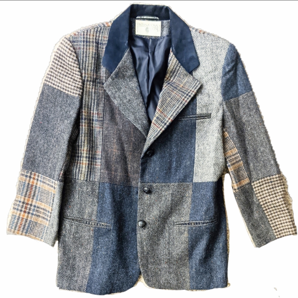 WOOL PATCHWORK BLAZER SIZE 12